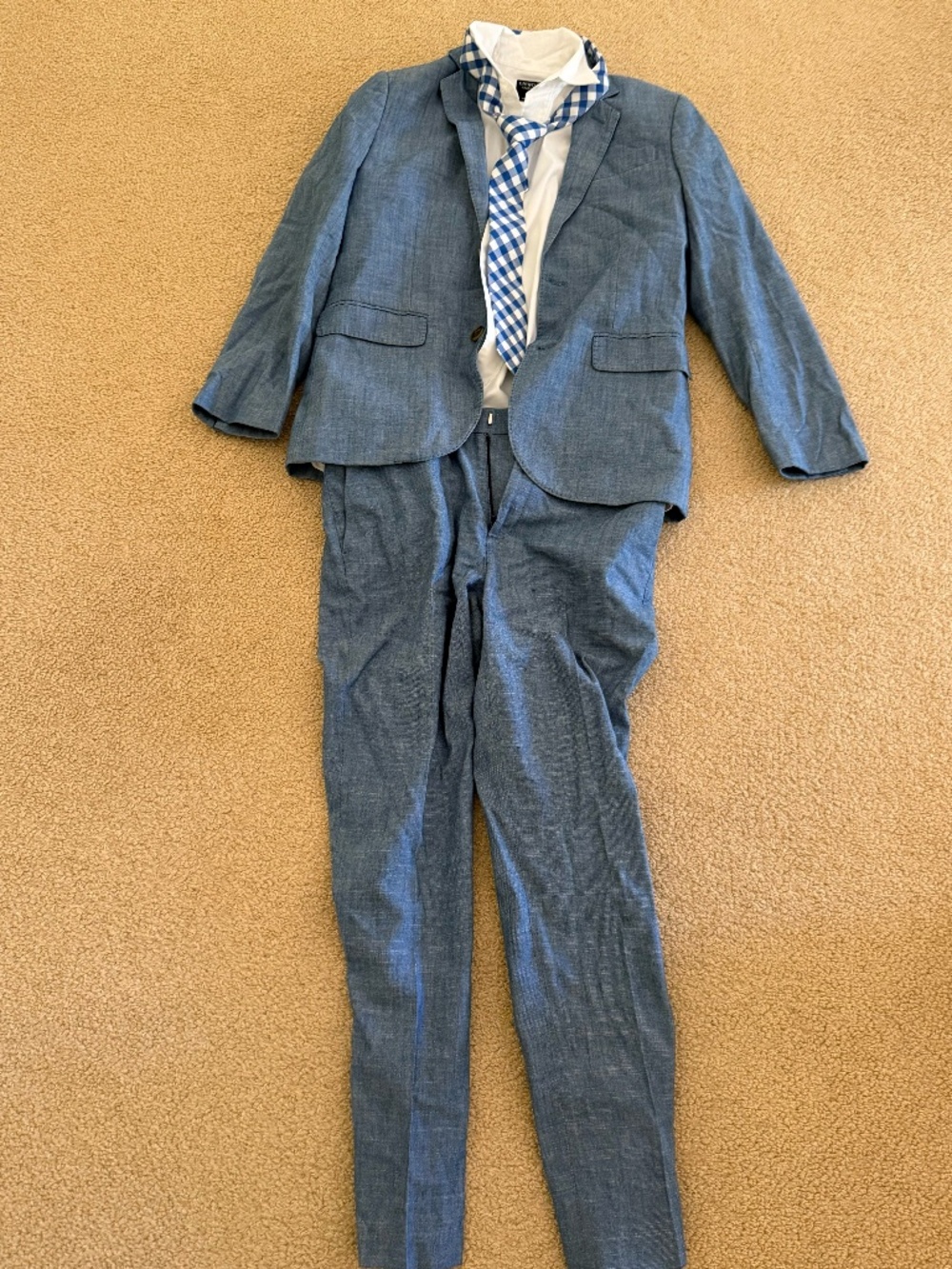 CREWCUTS CHAMBRAY LINEN SUIT W/SHIRT & TIE--SIZE 14
